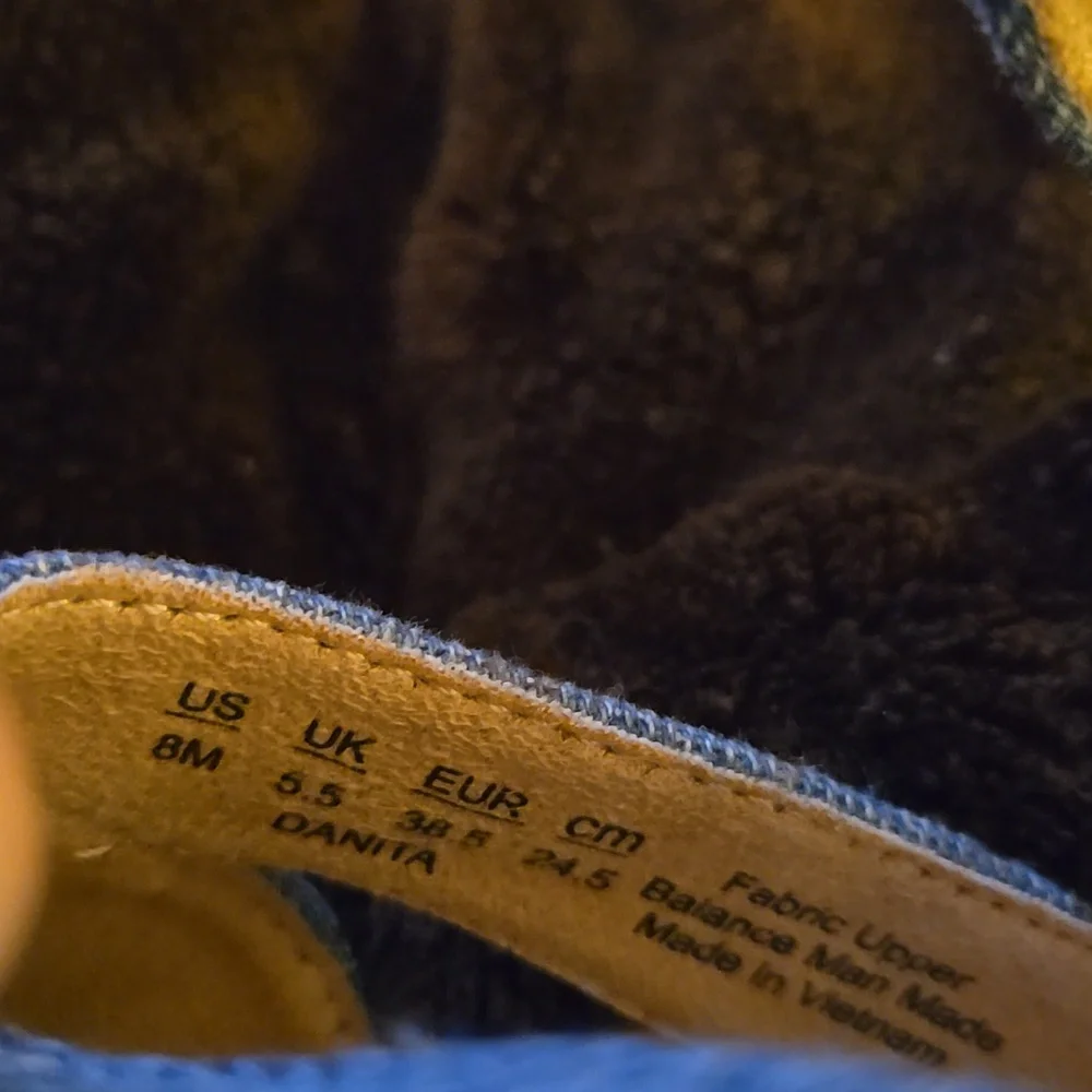 LifeStride Danita Blue Chambray Denim Cork Wedge Sandal Stretch Slingback 8 EUC - Picture 6 of 10